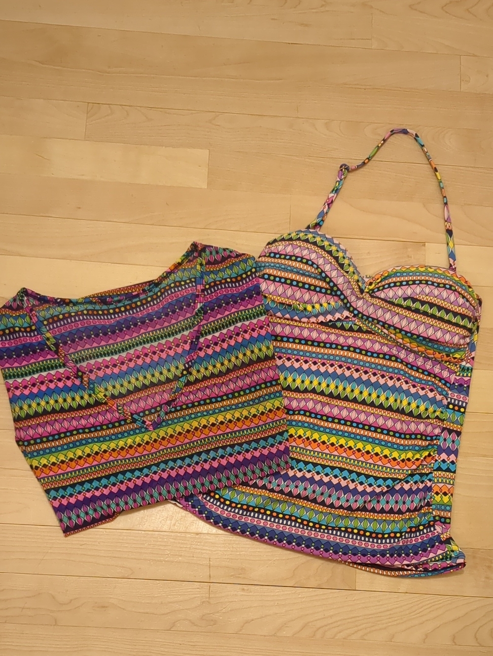 Anne Cole Bandeau Tankini With Removable Adjustable Strap & Cover-up S/M